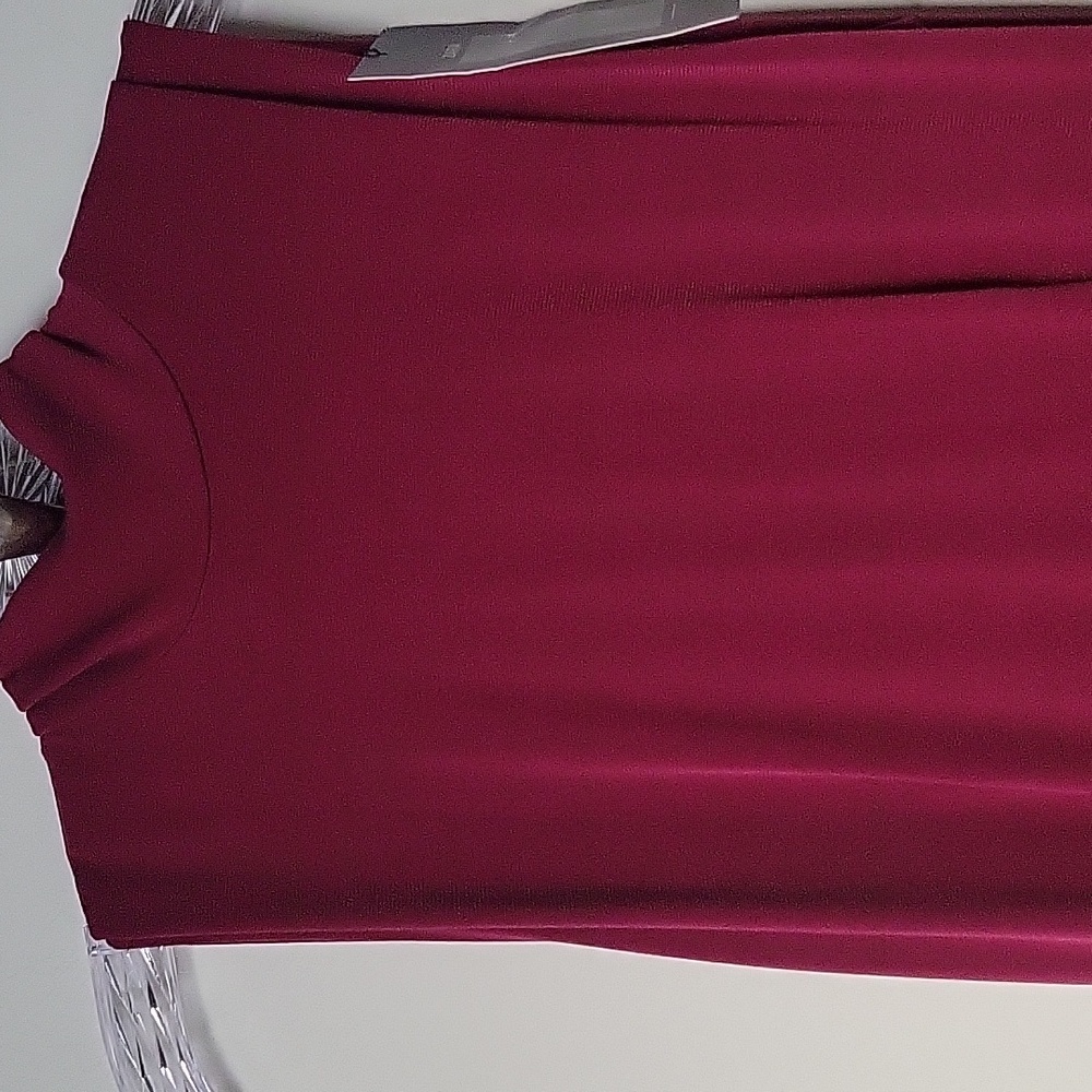 NWT Zara Burgundy XS S Plum Bow Neck Tie Bow Jersey Fit Flare Flowy A-Line Midi - Picture 13 of 17